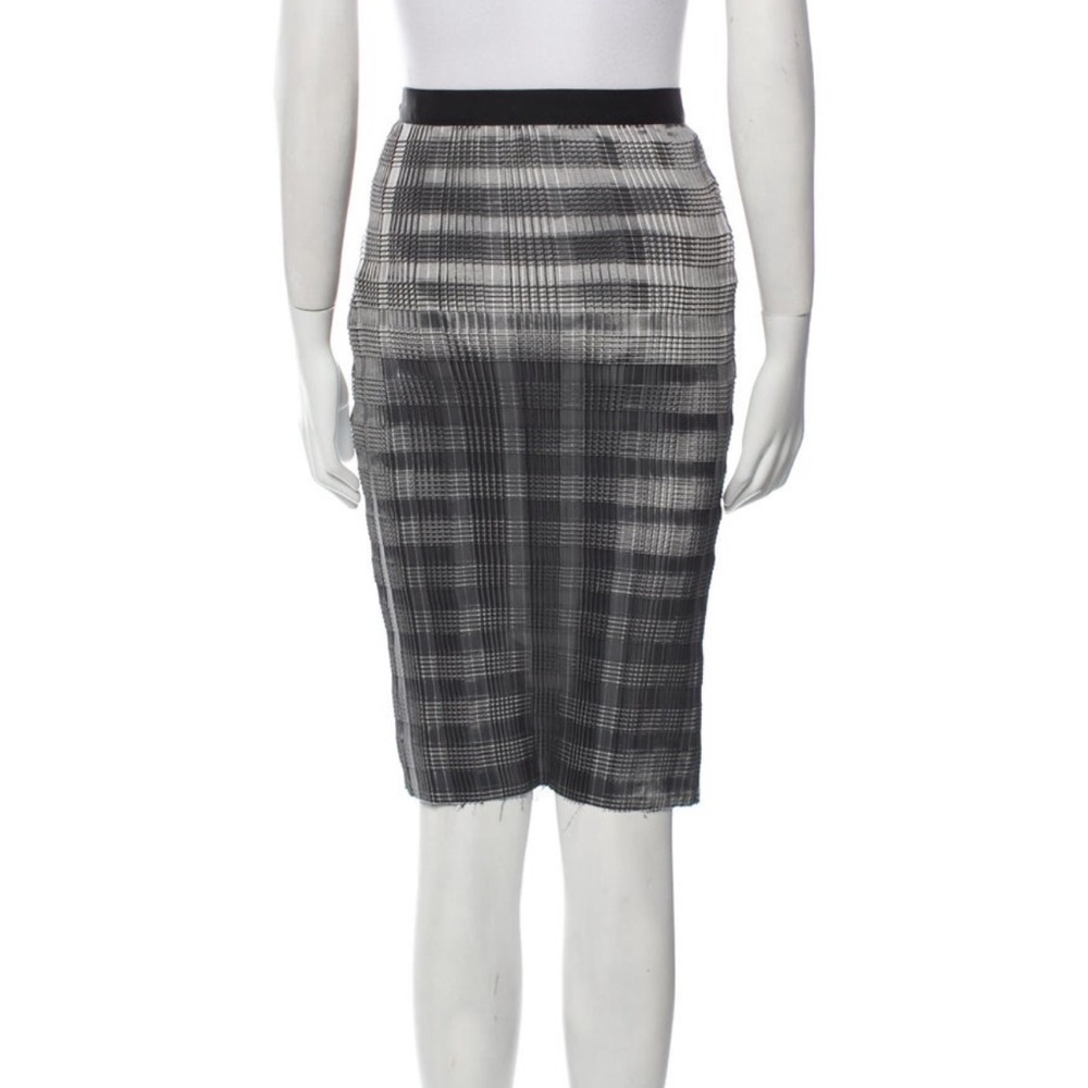 ALEXANDER WANG pleated plisse skirt grey silver runway midi black - Picture 3 of 5